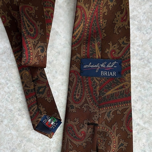 Briar Men’s Silk Tie Vintage Golfer Swing Paisley Print Made In Italy - Picture 8 of 13
